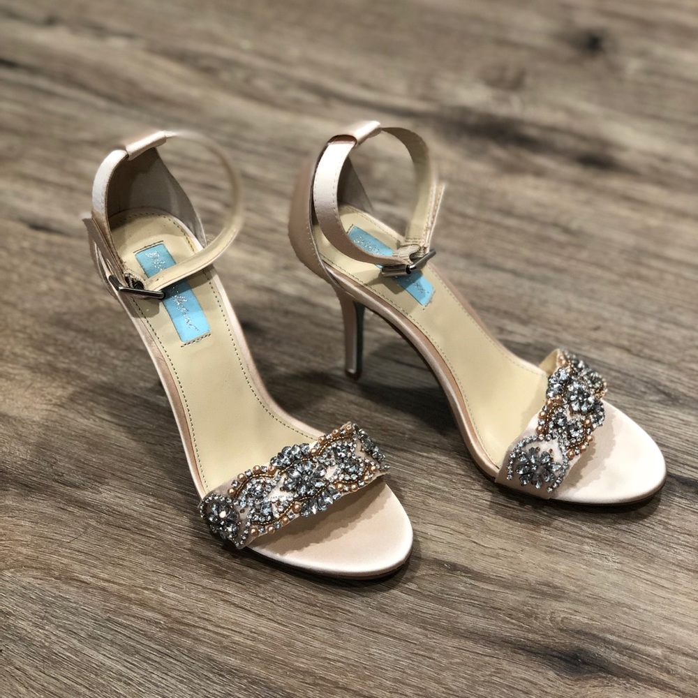 Betsy Johnson Jeweled Heels - SB-GINA Champagne